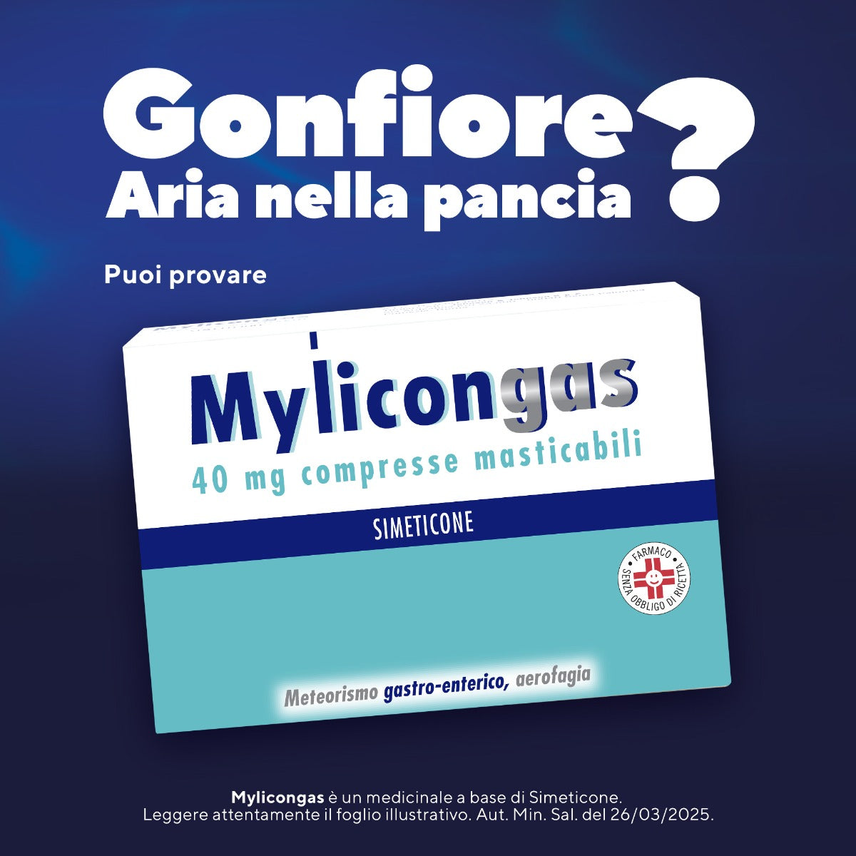 Mylicongas 40 mg Simeticone Meteorismo 50 Compresse Masticabili