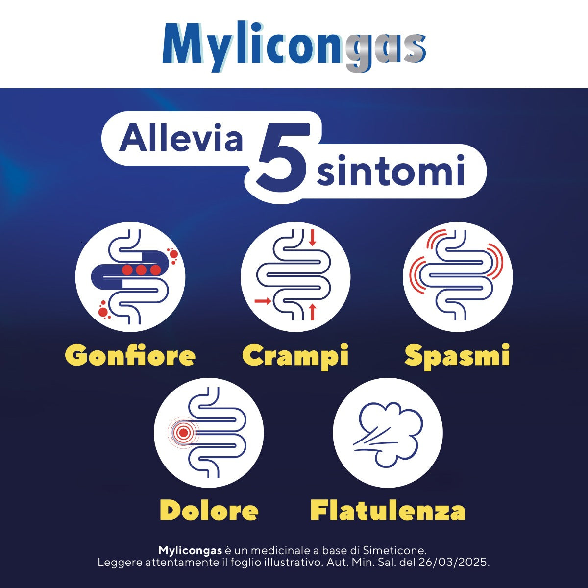 Mylicongas 40 mg Simeticone Meteorismo 50 Compresse Masticabili