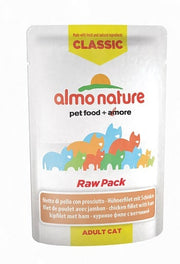 Almo Nature HFC Raw Pack Cibo Umido Filetto di Pollo e Prosciutto Gatti Adulti Bustina 55g