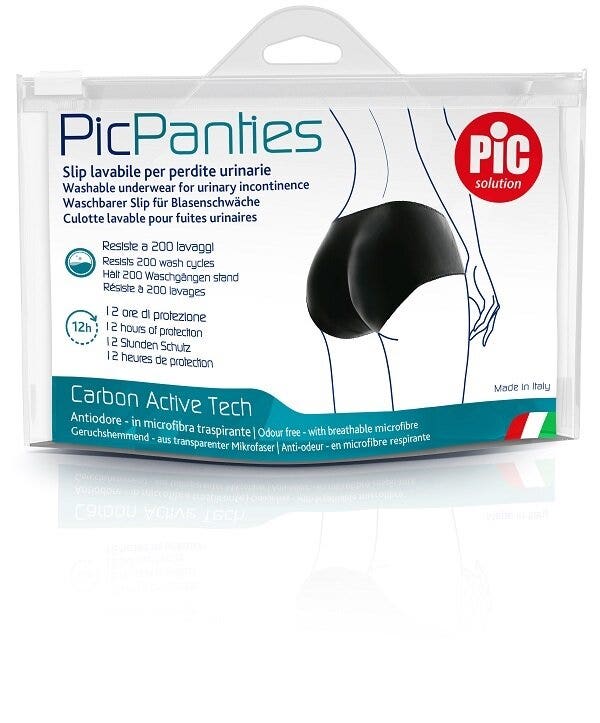 PicPanties Slip Lavabile per Perdite Urinarie Donna Livello 2 Nero Taglia XXL