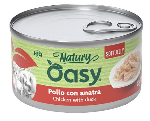 Oasy Wet Cat Natury Soft Jelly Pollo con Anatra Lattina 85 g
