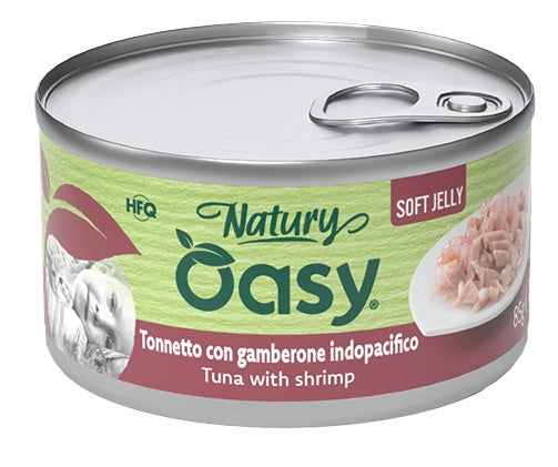Oasy Wet Cat Natury Soft Jelly Tonnetto con Gamberone Lattina 85 g