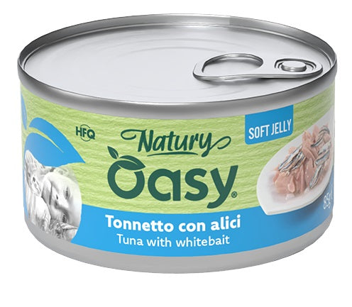 Oasy Wet Cat Natury Soft Jelly Tonnetto con Alici Lattina 85 g