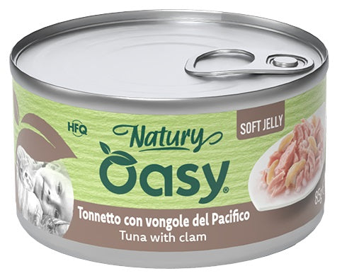 Oasy Wet Cat Natury Soft Jelly Tonnetto con Vongole Lattina 85 g