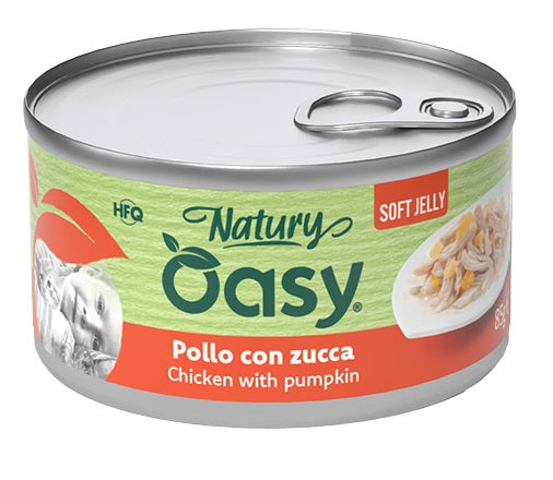 Oasy Wet Cat Natury Soft Jelly Pollo con Zucca Lattina 85 g
