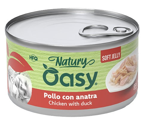 Oasy Wet Cat Natury Soft Jelly Pollo con Anatra Lattina 150 g