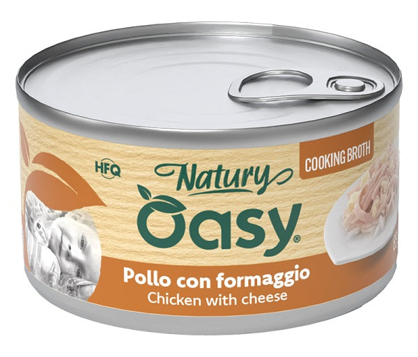 Oasy Wet Cat Natury Cooking Broth Pollo con Formaggio Lattina 85 g