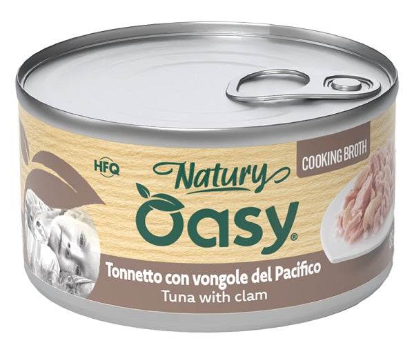 Oasy Wet Cat Natury Cooking Broth Tonnetto con Vongole Lattina 85 g