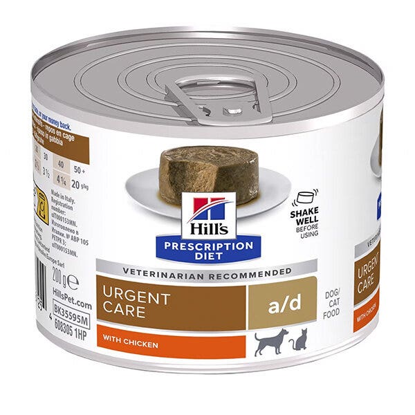 Hill's Pet Prescription Diet A/D Urgent Care con Pollo Cibo Umido Cane Gatto 200g
