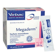 Megaderm supplemento gatti e cani inferiori a 10 kg scatolada 28 sacchetti monodose 4 ml