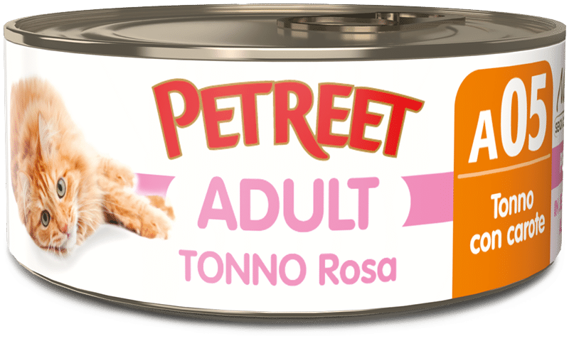 Petreet Tonno Rosa Con Carote Cibo Umido Gatto Adulto Barattolo70g