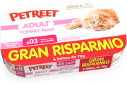 Petreet Tonno Rosa Con Gamberetti Cibo Umido Gatto Adulto 6x70g