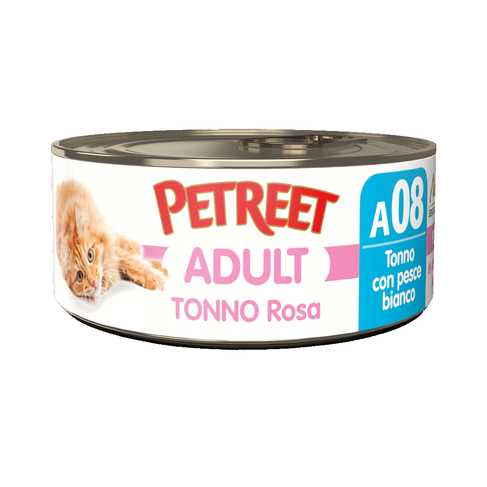Petreet Adult Tonno Rosa Con Pesce Bianco Per Gatti Lattina 70g