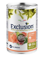 Exclusion Mediterraneo Monoprotein Noble Grain Cibo Umido Salmone Per Cani Adulti Lattina 400g