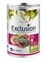 Exclusion Mediterraneo Monoprotein Noble Grain Cibo Umido Vitello Per Cani Adulti Lattina 400g