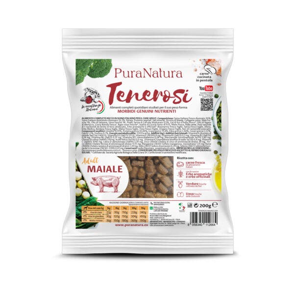 PuraNatura Tenerosi Maiale Cibo Secco Cani Adulti Sacco 200g