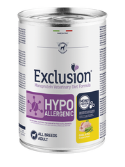 Exclusion Monoprotein Veterinary Diet Formula Hypoallergenic Umido Quaglia/Piselli Per Cani Adulti Lattina 400g