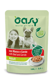 Oasy Straccetti In Salsa Con Manzo E Carote Per Cani Adulti Bustina 100g