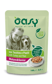 Oasy Straccetti In Salsa Con Tacchino E Piselli Per Cani Adulti/Anziani Bustina 100g