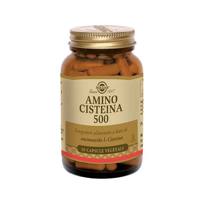 Amino Cisteina 500 Solgar Integratore Capelli Unghie 30 Capsule Vegetali