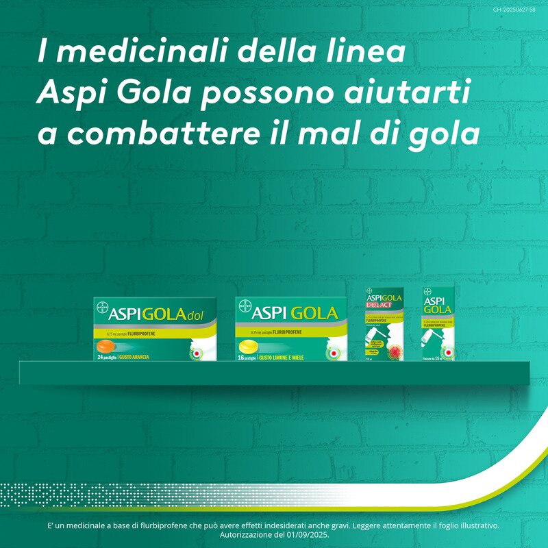 Aspi Gola Dol Antinfiammatorio Mal di Gola 16 Caramelle Arancia S/z