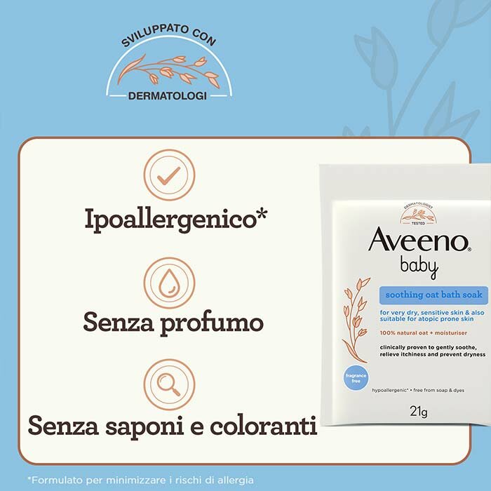 Aveeno Baby Soothing Oat Bath Soak Bagnetto Lenitivo 5 Buste