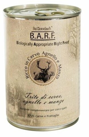 Barf Mangime Integrativo Cane/Gatto Cervo, Agnello e Manzo 400g