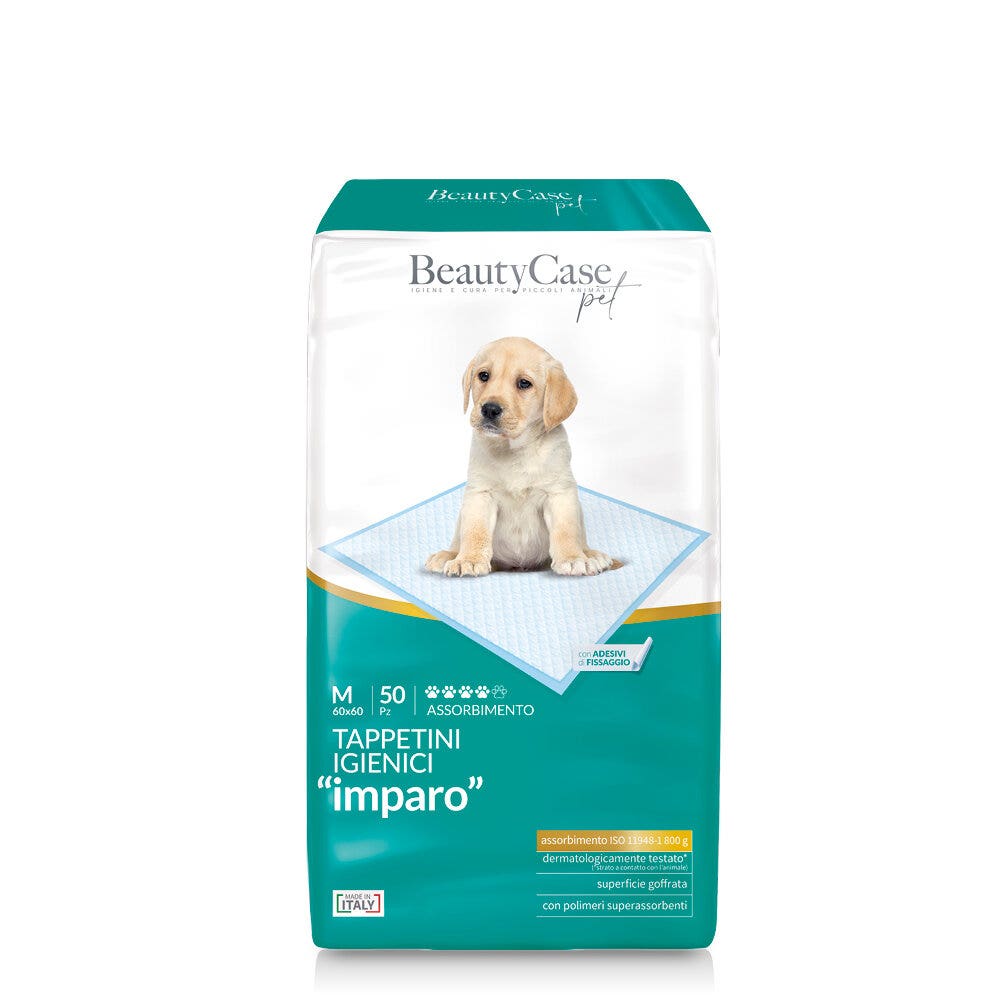 Beautycase pet tappettini imparo 4 zampine 60x60cm busta 50 pezzi