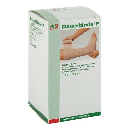 Dauerbinde benda elastica fiale alta estensibilità compressione leggera 10x70 cm con graffette