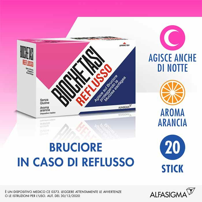 Biochetasi Reflusso Integratore Aroma Arancia 20 Stick
