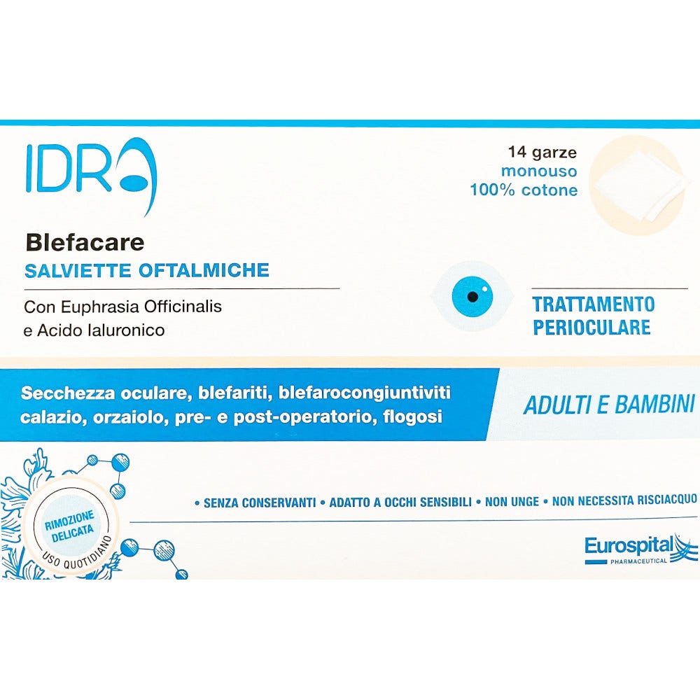 Blefacare idra garze oculari 14 pezzi