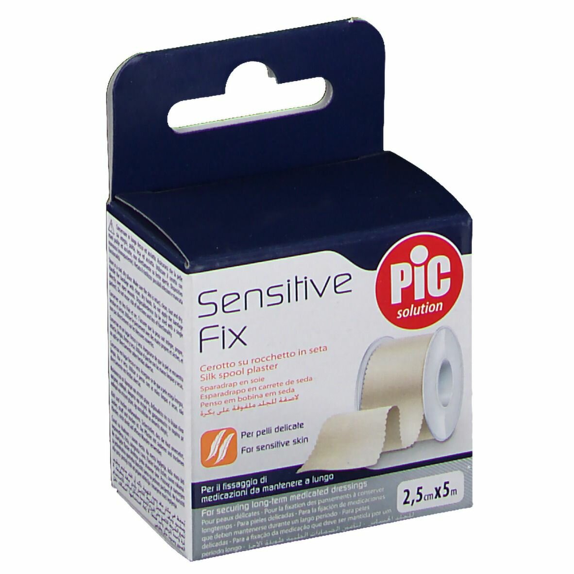 Cerotto in rocchetto pic sensitive fix tela 2,5x500 cm con fustella 1 pezzo