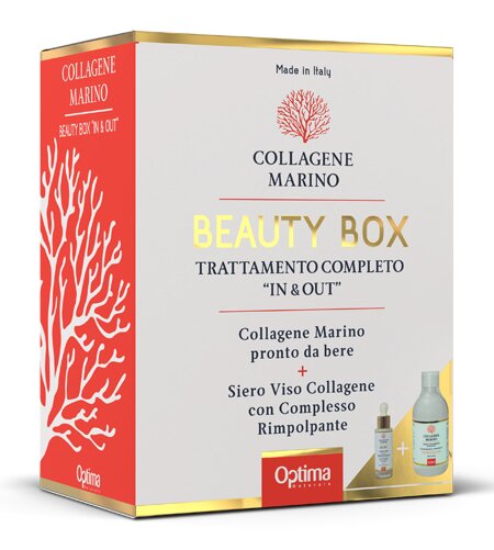 Collagene marino beauty box trattamento completo in & out collagene marino idrolizzato pronto da bere 500 ml + siero viso 30 ml