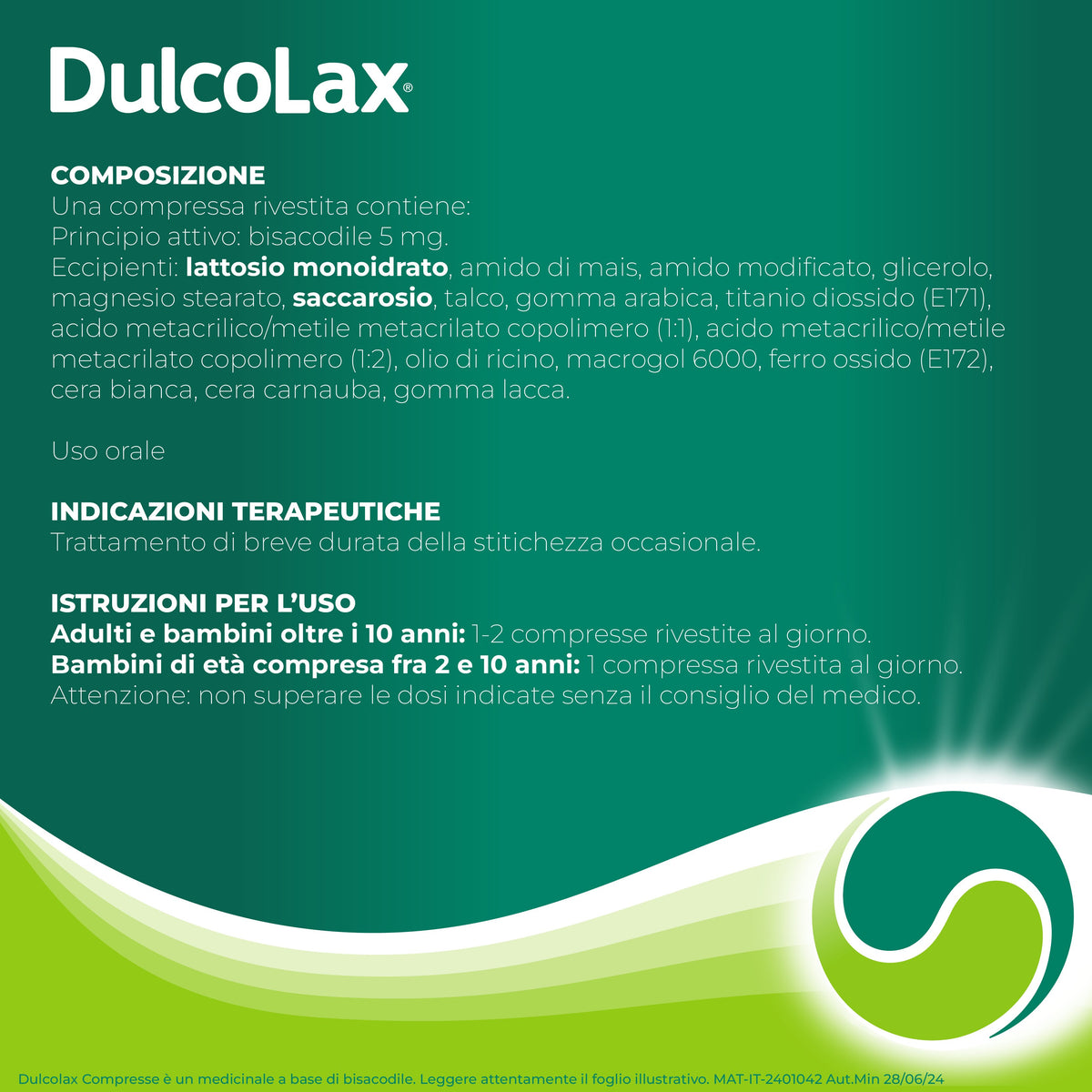 Dulcolax 5 mg Bisacodile Stitichezza 40 Compresse rivestite