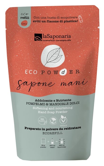 Ecopowder sapone mani addolcente pompelmo & mandorle dolci refill 25 g