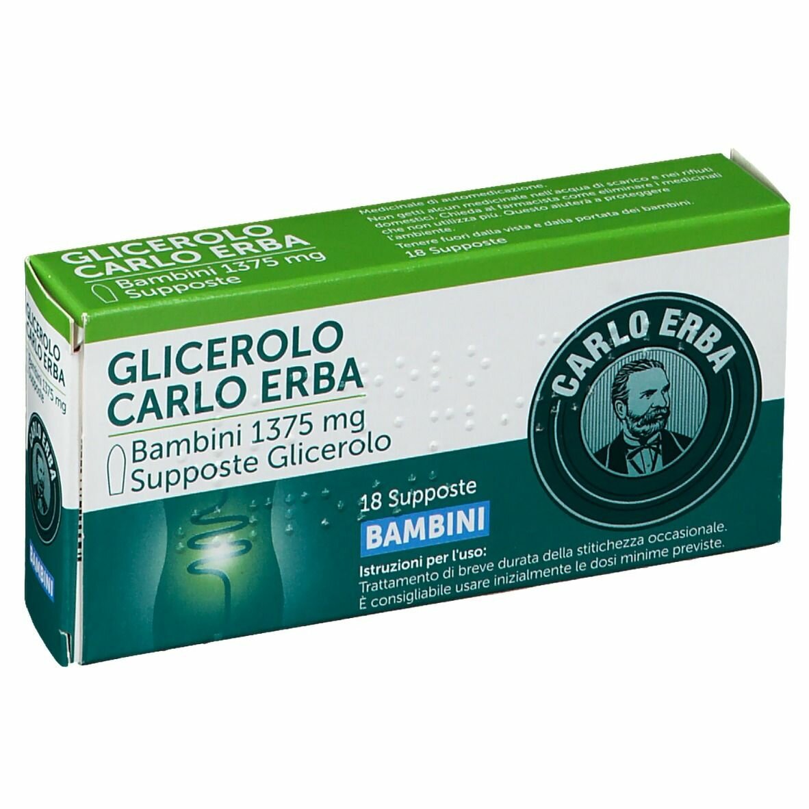 Glicerolo Carlo Erba 1375 mg Bambini Stitichezza 18 supposte