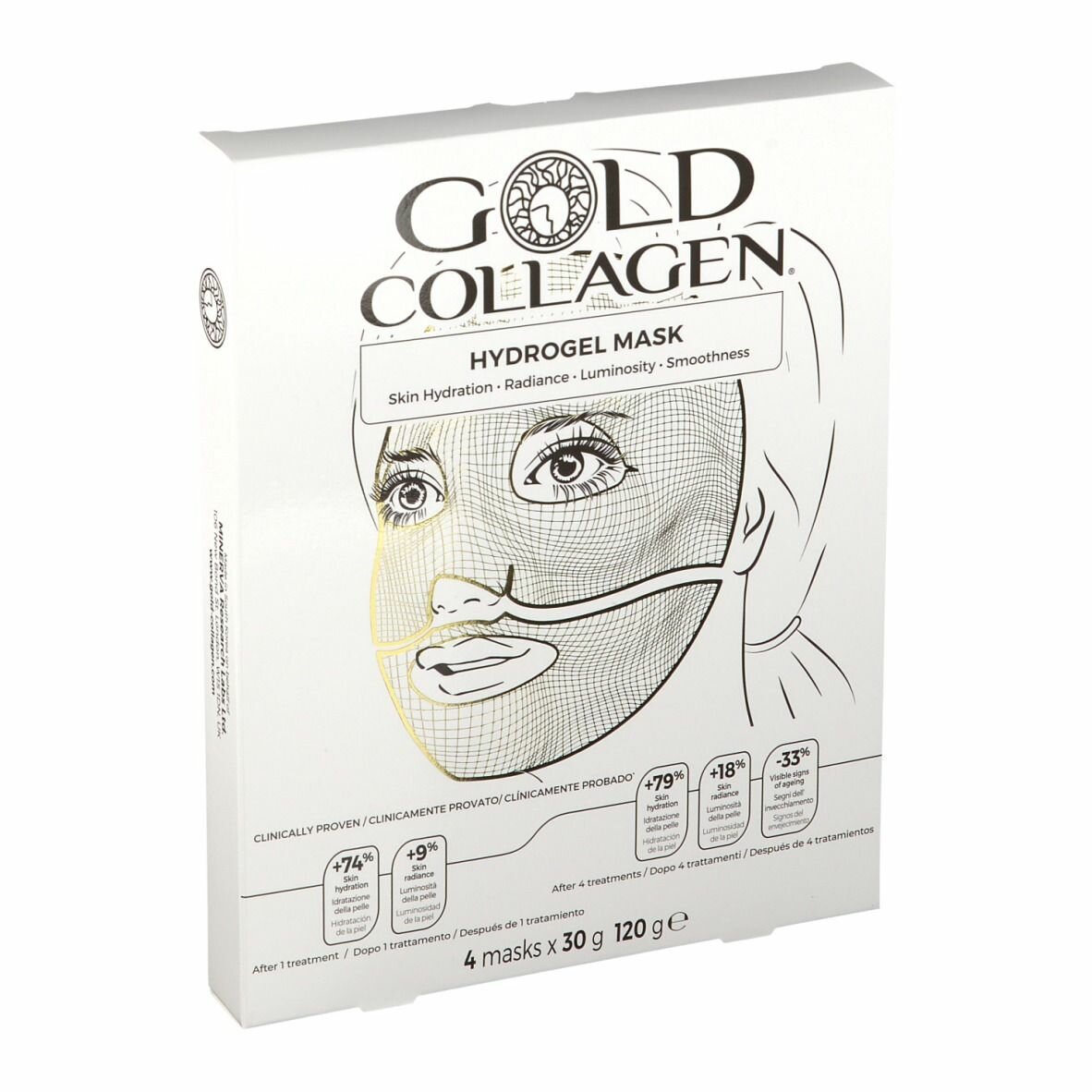 Gold collagen hydrogel mask