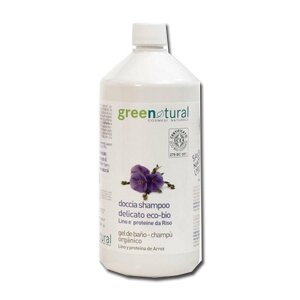 Greenatural doccia shampoo delicato lino/riso 1 litro