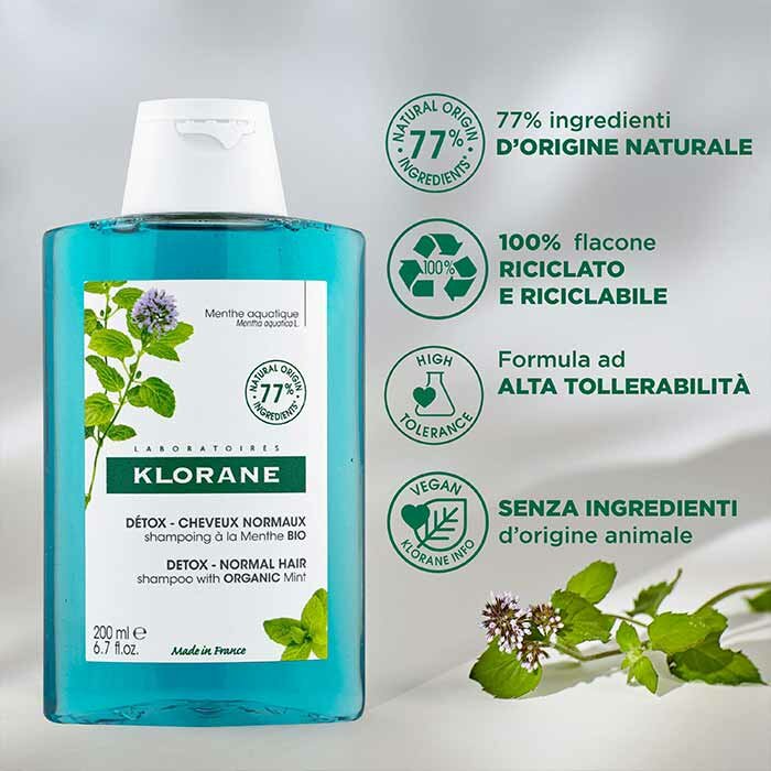 Klorane Shampoo alla Menta Acquatica Bio Detox 200 ml
