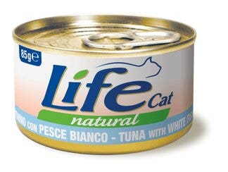 Life pet care cibo umido tonno e pesce bianco per gatti adulti 85g