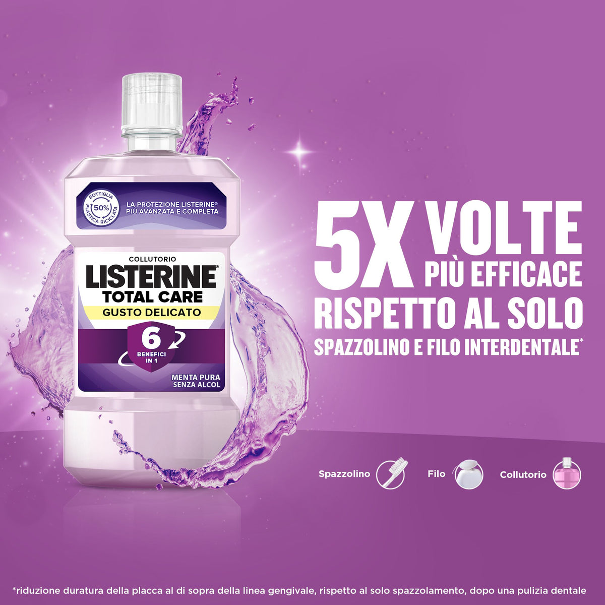 Listerine Total Care Collutorio Gusto Menta Delicato 500 ml