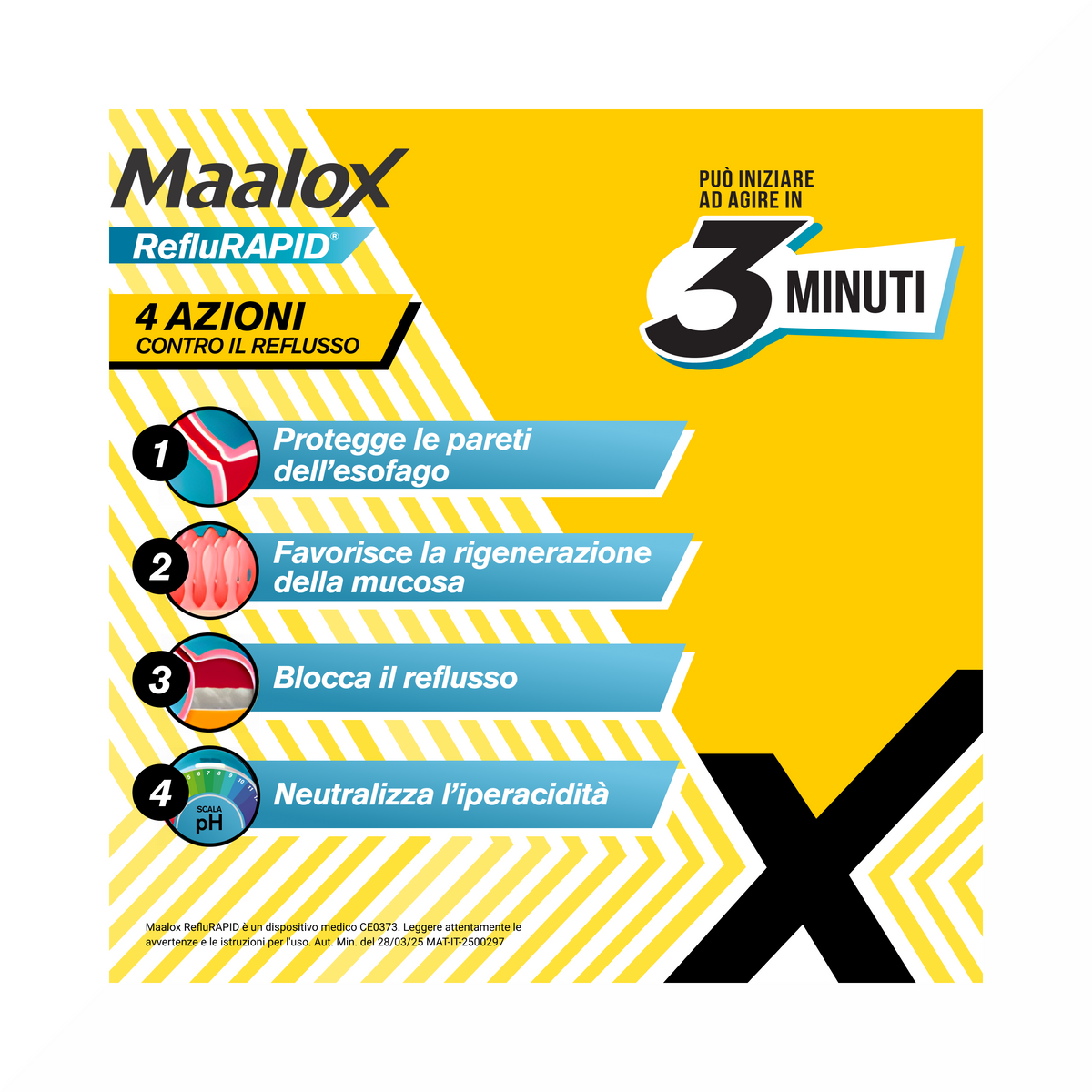 Maalox Reflurapid Blocca il Reflusso Riduce il Bruciore 20 Bustine