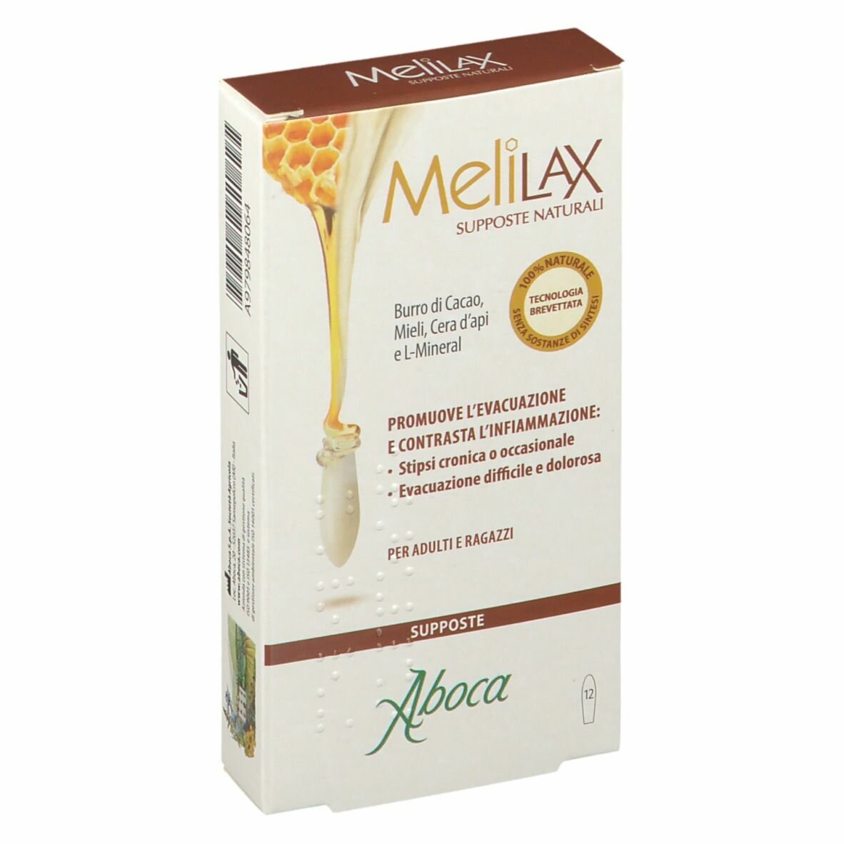 Melilax per Adulti e Ragazzi 12 Supposte Naturali