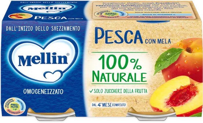 Mellin omogeneizzato pesca mela 100 g 2 pezzi