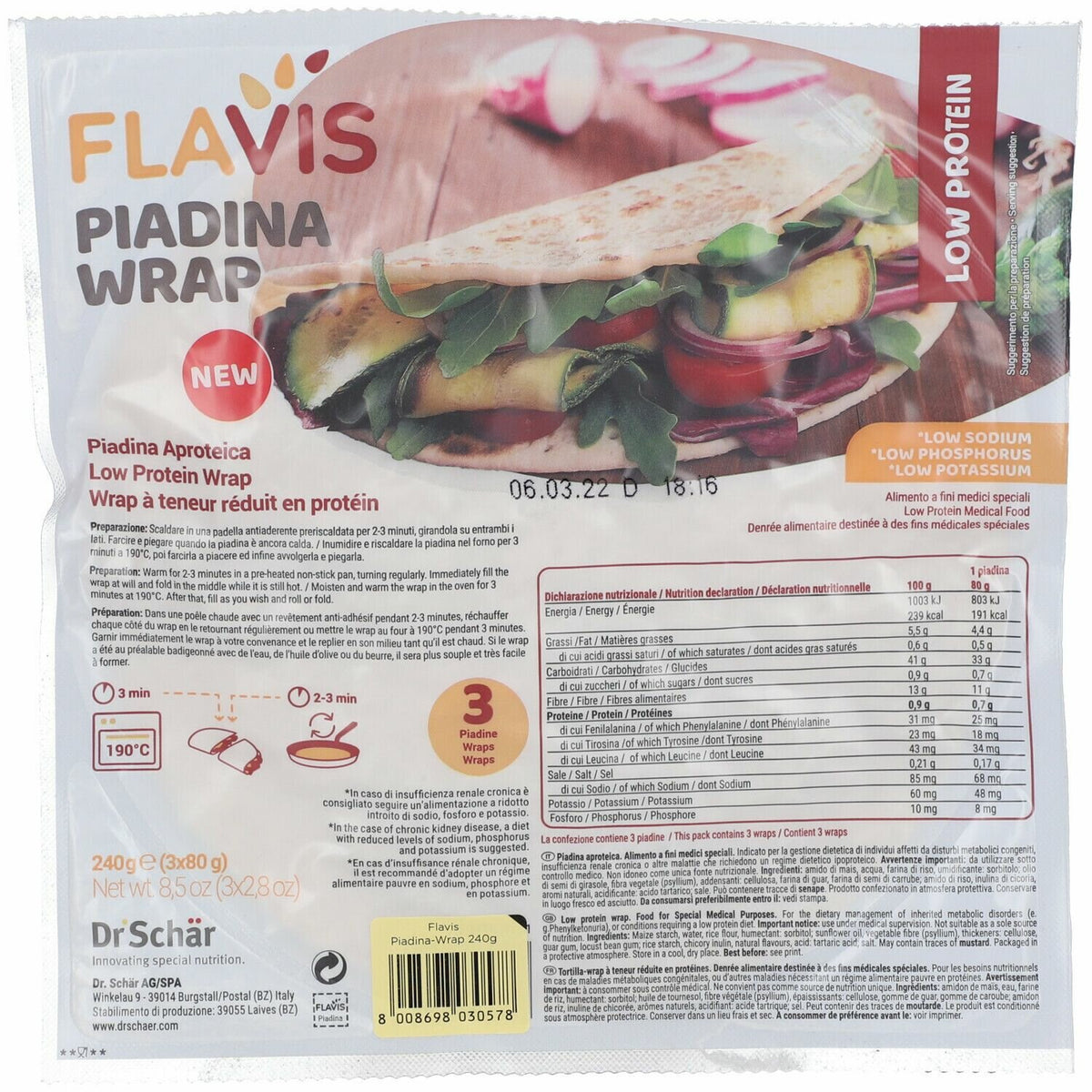 Mevalia flavis piadina 240 g