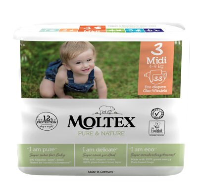 Moltex pure & nature pannolini midi 4-9 kg taglia 3 33 pezzi