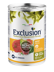 Exclusion Mediterraneo Monoprotein Noble Grain Umido Al Manzo Per Cani Lattina 400gr