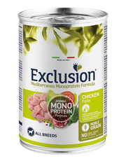 Exclusion Mediterraneo Monoprotein Noble Grain Umido Al Pollo Per Cani Lattina 400gr