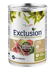 Exclusion Mediterraneo Monoprotein Noble Grain Umido Al Agnello Per Cani Lattina 400gr