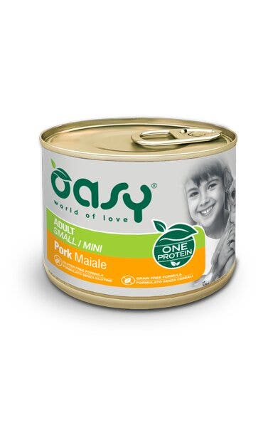 Oasy grain free cibo umido per cani adulti maiale taglia small/mini 200g